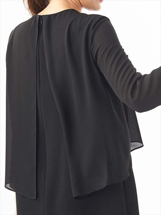 ウォッシャブル対応ふらしブラウス風ロング丈ワンピース(110102642