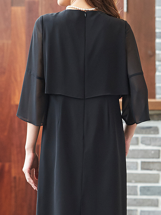 シフォン素材のベルスリーブ夏ワンピース（110722505） ワンピース