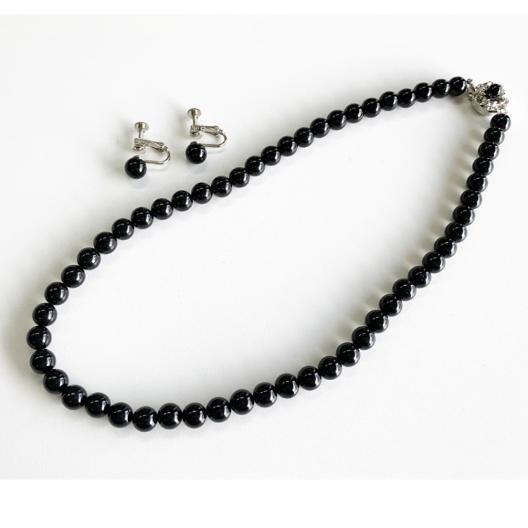 黒珊瑚ネックレス＆イヤリングセット（wb5064） 数珠・念珠